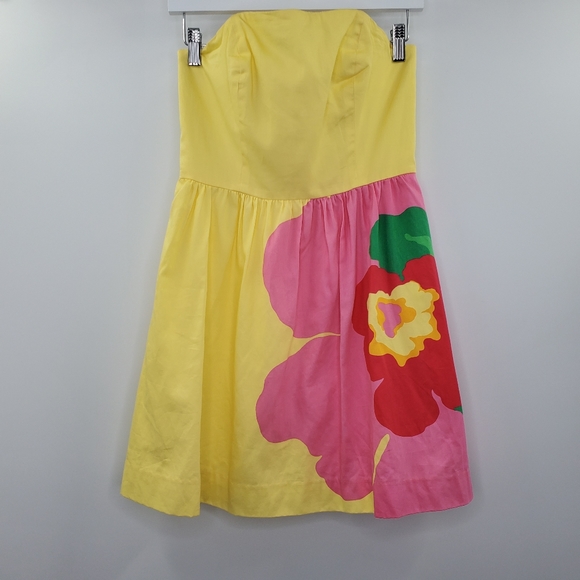 Lilly Pulitzer Dresses & Skirts - Lilly Pulitzer Lottie Yellow Starfruit Dress Mini Strapless Floral